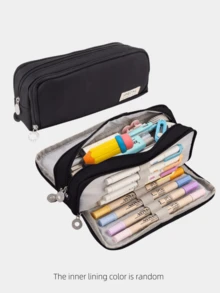 大容量铅笔盒，时尚实用，办公文具收纳袋，简约耐用，多功能设计，男女皆宜，非常适合学校、大学和办公室使用。可收纳钢笔、化妆品、美术用品等。是理想的礼物之选，也是开学季的完美之选。 - 彩色 - 查看 11