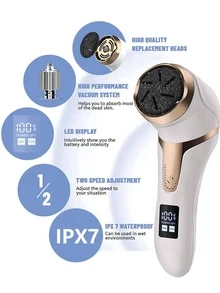 Electric Foot Grinder, Foot Dead Skin Remover With 3 Grinding Heads And LCD Display, Professional Hard Skin Removal, Foot Care Tool For Removing Cracked Heels, Calluses And Dead Skin, Foot File, Electric Foot Grinder, Creative Electric Foot Grinder, Home Exfoliating Tool, Perfect Gift For Wife, Husband And Female Friends - Multicolor - View 5