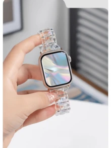 1条透明表带，兼容 38mm 40mm 41mm 42mm 44mm 45mm 46mm 49mm，纤薄彩色替换表带，兼容 Series 11 10 9 8 7 SE 6 5 4 3 2 1 Ultra 3/2/1，水晶透明表带，适用于 S10/S9/S8/S7/S6 - 無色 - 查看 3