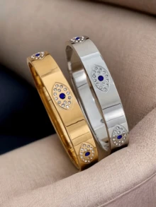 时尚不锈钢钻石邪眼手链，适合女士日常佩戴 - Evil Eye - 查看 6