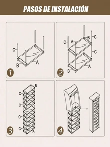Zapatera con Cubierta de Tela con ,10 Niveles Organizadores de Zapatos,Zapatera De Closet ,Organizador Zapatos,Caja de zapatos, zapatero multifuncional,Zapatera , Marco Metal,Estructuras de Acero y Conectores de Plástico,Ahorra espacio, fácil de montar, resistente y duradero, Para Almacenar y Guardar los Zapatos,Adecuado para entrada, salón, habitación