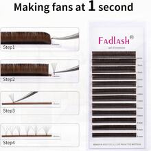 0.07 C/D Curl Volume Colored Eyelash Extension For Easy Fan Lashes, Faux Mink Brown, 8-14mm Mixed Tray