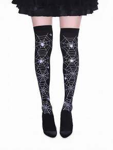 1 双万圣节过膝袜、长筒袜、万圣节过膝袜、万圣节角色扮演节袜子、万圣节搞笑恶作剧袜、万圣节派对服装道具、圣诞节 - 彩色 - 查看 17