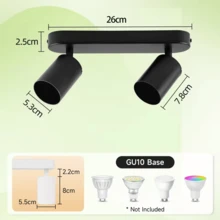 CANMEIJIA Spot encastré au plafond GU10, lampe de plafond moderne en aluminium, spots simples/doubles/triples/quadruples, noir/blanc, avec ou sans ampoules, installation facile, convient pour couloir, entrée, vitrine, pièce, cuisine, hall d'exposition, salle de lecture, salle à manger, bar, chambre, café, salon, magasin de vêtements