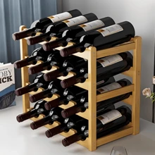 1Pc DIY Hand-Built Bamboo Wine Rack Multi-Layer Wine Rack 1 (6/8/9/12/16 Bottle Wine Rack),Desktop Shelves, Display Stands - Apricot - View 6