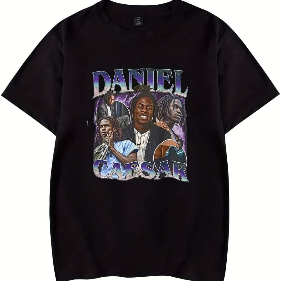 Daniel Caesar -Shirts Merch Women Clothes Casual Short Sleeve TopSuitable Summer Wear,Printed Pattern Short Sleeves,Ladies'tops,And Printed Short Sleeves. Printed Shirts, Ladies' Tops, Printed Short-Sleeve One-Piece Shirts - 黑色8 - 查看 1