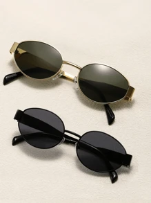 4 pièces / 3 pièces / 2 pièces / 1 pièce Lunettes de mode ovales en métal de style rétro européen et américain, lunettes en forme de diamant, lunettes semi-circulaires, style rétro populaire et polyvalent, convenant aux hommes et aux femmes, pour les vacances, les loisirs, les accessoires de plage, l'utilisation quotidienne et les activités de plein air pour les vacances d'été à la plage, les sorties, les voyages