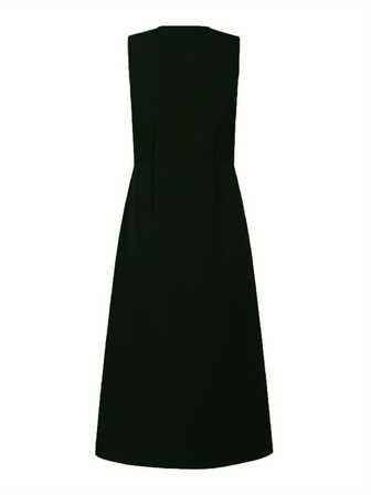 Ladies Elegant Party Sun Dress Dark Green/Black/Rose Red/Camel, Fashion V-Neck Sleeveless Pocket A-Line Dress-Suitable For Casual-Out-Party-Daily Commute
