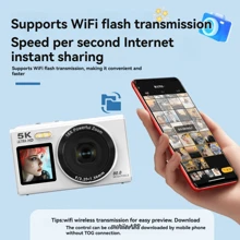 5K 高清视频、80MP 摄像头、自动对焦、16 倍光学变焦、2.8 英寸 IPS 屏幕、可充电电池、兼容网络摄像头(Win7+)、双高清显示屏、充电和录制、定时/连拍、微笑捕捉、美颜、LED 补光灯、18 倍数码变焦、内置 WiFi 传输。适合旅行、度假、礼物 - 彩色 - 查看 6