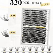 30+40D Lash Clusters Kit, 320pcs Lashes With Bond & Seal, DIY Eyelash Extension Kit For Beginners, Wispy Lash Kit At Home