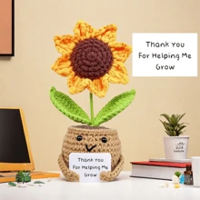 1 套（有趣的钩针向日葵带卡片 - 手工制作的房间装饰，送给妈妈的礼物，母亲节、圣诞节、祖母的生日礼物，假植物 - 彩色 - 查看 17