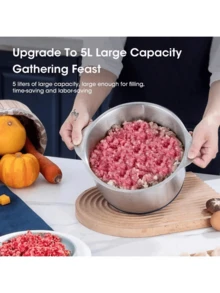 Electric Meat Grinder, Food Processor, Fruit Blender, Vegetable Chopper, Sausage Making Machine,5L Large-Capacity Double-Blade Meat Grinder, Stainless Steel Kitchen Food Cutter, Vegetables, Onions, Garlic, Peppers, Salads, Fruits, Dough, Etc., Perfect Kitchen Utensils, Great Festival Gifts - US A Type Plug(110-127V) - View 5