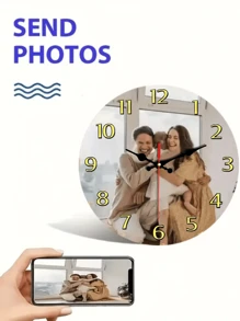 1 Personalized Clock With Picture, Custom Wall Clock, Valentine's Day, Mother's Day, Living Room, Bedroom, Home Decor Customizable Wall Clock Personalized Wall Photo 10/12 Inch Silent Non-Tick Round Decor Kitchen Personalized Wall Clock, Creative Gift 10/12 Inch, Multifunctional, Mildew-Proof, Decorative, Reusable, Exquisite
