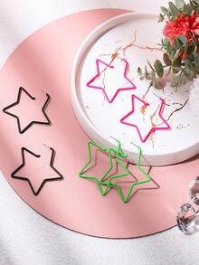 3 Pairs/Sets Of Vintage Fluorescent Oversized Five-Pointed Star Earrings Suitable For Women's Costume Parties And Daily Wear - Multicolor - View 6