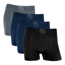 Rafa Parize Kit Of 4 Men's Boxer Briefs RP Original Adult Premium - 1灰色/2深藍色/1黑色 - 查看 1