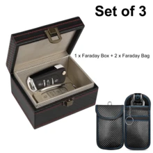 Set Of 1 Faraday Box With 2 Faraday Bags, RFID Box & Signal Blocking Pouch For Car Keys, Keyless Entry Car Key Protector, Anti-Theft Signal Blocking Cages, Key Fob Protector, Signal Blocker For Keyless Fob For Car Keys Phones - 3pcs - View 10