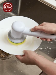 电动旋转洗涤器，全新浴室电动洗涤器，带 4 个可更换头，手持式旋转洗涤器，强力淋浴洗涤器，用于清洁淋浴/灌浆/浴缸/炉灶，Type-C 电缆 - 白色 - 查看 2