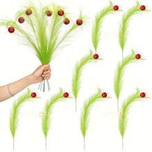 10 Stücke/Packung Neue Weihnachtsbaum Zweig Elf Grüne Lockige Künstliche Pflanze DIY Deko Zweige