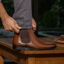 Berganno Men's Chelsea Boot In Genuine Leather, Classic, Elegant, Short Shaft - Rỉ Nâu - Xem 2
