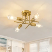 1pc 2/4 Bulb E27 Lamp Base Ceiling Lamp, Matte Black Modern Satellite Close To Ceiling Light, Chandelier Ceiling Fixture For Bedroom, Kitchen, Living Room, Dining Room - Black - View 8