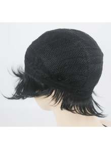 One Piece Black Short Middle-Part Wig For Men Synthetic Short Wigs Men Wig