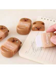 2 piezas Lápiz afilador y borrador multifuncional 2 en 1 con diseño lindo de capibara para estudiantes - Multicolor - Ver 9