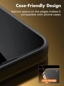 三合一手机壳，[直边][摄像头保护]硅胶升级防震壳，包含[2张屏幕保护膜]，磨砂软壳，黑色，钢化玻璃防水防震防刮