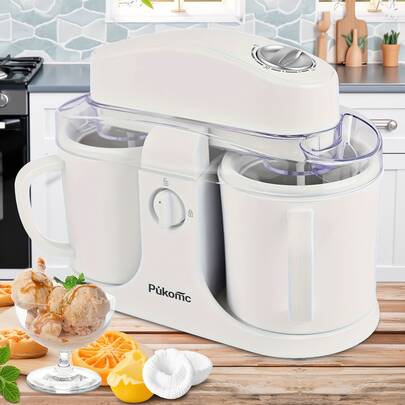 Pukomc Home Ice Cream Maker 10T - The Ultimate Tool For Homemade Desserts, Smoothies And Frozen Yogurt | Removable Design For Easy Cleaning | Perfect For Home Kitchens, Summer Parties And Beginners!