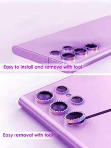 1 Set, Protezione Obiettivo Fotocamera, Anello in Metallo con Vetro Temperato 9H, Protezione Schermo Decorativa Accessori, Compatibile con Modelli di Telefoni S2/S23/S24 Ultra/S25 Ultra/A13/A16/A34/A55/A15/A2/A05S/A54/A14/A55/A35/05/06/S25edge/S23, Anti-Caduta, Impermeabile, Anti-Graffio, Anti-Esplosione, Adsorzione Automatica