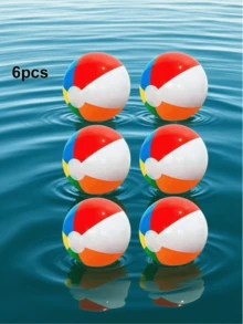 6 piezas de pelotas de playa inflables de arcoíris, juegos de agua de verano para exteriores, flotadores de piscina, accesorios de playa, flotadores de piscina - Multicolor - Ver 13