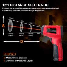 HYTAIS HYTAIS TS600 Digital Thermometer, Non-Contact Temperature Sensor, Non Contact IR Gun Emissivity Adjustable -50~600°C Handheld Temp Measure For Cooking Pizza Oven Industrial Outdoor