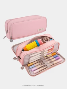 大容量铅笔盒，时尚实用，办公文具收纳袋，简约耐用，多功能设计，男女皆宜，非常适合学校、大学和办公室使用。可收纳钢笔、化妆品、美术用品等。是理想的礼物之选，也是开学季的完美之选。 - 彩色 - 查看 13