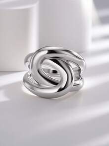 Chunky Rings Brass Plated 18K Gold Overlapping Rings For Women - Stackable, Hypoallergenic & Fade-Resistant Gifts For Girlfriend, Mother, Wife - Gold Model 2 - View 5