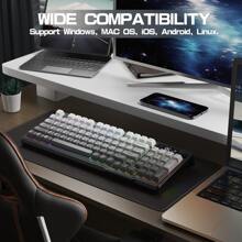 LexonElec M96 Wireless Keyboard, Low Profile Quiet Typing Membrane Gaming Keyboard With Smart Display & Knob, RGB Backlit, USB C Rechargeable, 94 Keys PBT Keycap For Windows PC, Linux-Blackberry/ Moonlit Night/ Grape Purple