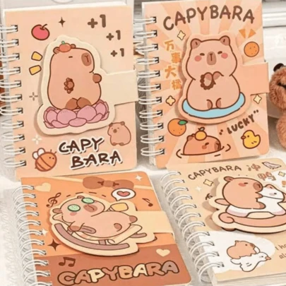 4 cuốn sổ tay lò xo hình chuột lang nước hoạt hình dễ thương, sổ ghi nhớ mini bỏ túi, màu ngẫu nhiên, văn phòng phẩm chất lượng cao dành cho học sinh.