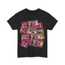 MONEY DOLLAR BILLS BENJAMINS GRAPHIC TEE TSHIRT SHIRT STREET ART HOP Suitable For Summer Wear, Printed Pattern Short Sleeves, Ladies' Tops, And Printed Short Sleeves. - 黑色9 - 查看 1