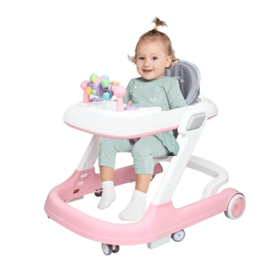 60*55*70 cm Lauflernhilfe und Gehhilfe 2-in-1, multifunktional, mit Musik, verstellbar, Lauflernhilfe in Rosa