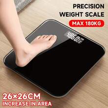 1pc Smart Digital LED Body Weight Scale, Max Capacity 180kg, 4-Point Precise Sensors, Glass Panel, Temperature Measurement, Home/Dorm Use