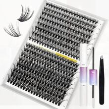 30+40D Lash Clusters Kit, 320pcs Lashes With Bond & Seal, DIY Eyelash Extension Kit For Beginners, Wispy Lash Kit At Home