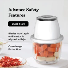 Feizsmile Powerful 304 Stainless Steel Portable Electric Food Chopper And Processor - 350ml Plastic Mini Wireless USB Handheld Garlic Slicer, Suitable For Vegetables And Meats - White - View 6