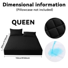 1pc Full-Size Waterproof Bed Sheet, Skin Friendly Quilted Mattress Cover, Room Decoration, 11.02 Inch Deep Pocket Solid Color Square Grid Bedding, Soft And Comfortable Home Essentials, Suitable For Single, Twin, Large, And Extra Large Mattresses, Universal For All Seasons, Autumn Decoration, New Atmosphere Of Home And Life, Machine Washable - Black - View 14