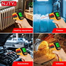 NJTY Temperature Gun, K-TYPE Infrared Thermometer Gun, Handheld Non-Contact High Temperature Gun, Suitable For Industrial, Cooking Tester, Pizza Oven, Car, HVAC, Barbecue Oven And Engine-Laser Surface Temperature Reader -58℉ To 1472℉