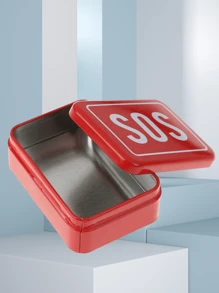 1pc Portable SOS Tin Pill Storage Box Container, Suitable For Outdoor Survival Kit, First Aid Medications, First Aid Box