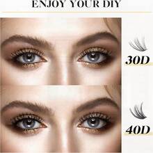 30+40D Lash Clusters Kit, 320pcs Lashes With Bond & Seal, DIY Eyelash Extension Kit For Beginners, Wispy Lash Kit At Home