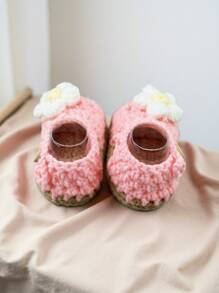 1 Pair Infant Flower Crochet Knitted Pre-Walker Shoes/Socks
