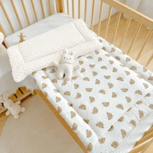 1 件四季婴儿加厚床垫、毯子、被子、柔软毛绒面料、保暖，适用于空调房间、婴儿房、儿童床，可翻转可洗 - 小熊 - 查看 3