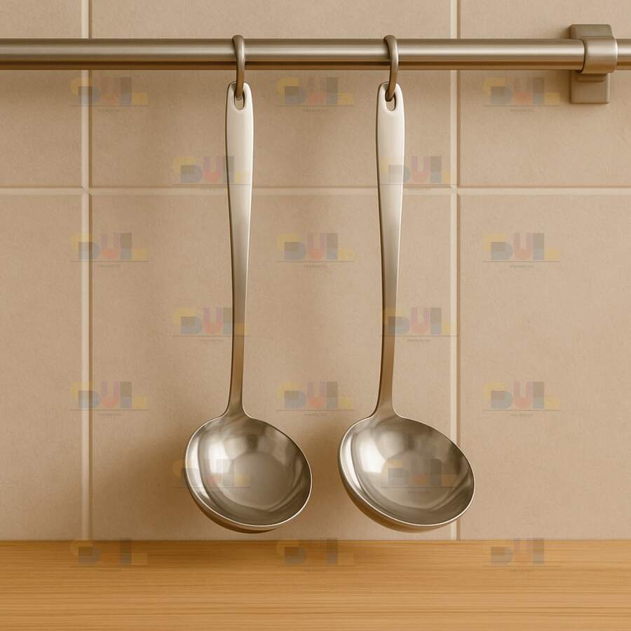 Kit 2 Stainless Steel Kitchen Ladle Premium Glossy Line - Silver - View 1