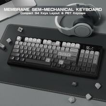 LexonElec M96 Wireless Keyboard, Low Profile Quiet Typing Membrane Gaming Keyboard With Smart Display & Knob, RGB Backlit, USB C Rechargeable, 94 Keys PBT Keycap For Windows PC, Linux-Blackberry/ Moonlit Night/ Grape Purple