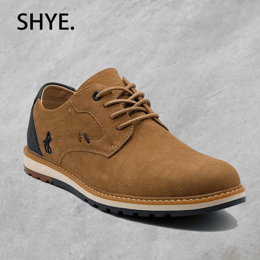 Men's Casual Lace-Up Shoe In Urban Style - 駝色 - 查看 1