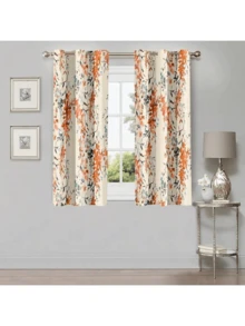 2 pezzi Tende con stampa digitale in stile country vintage, con elementi floreali in acquerello. Il design con occhielli facilita l'installazione. Adatte per ambienti come soggiorni, camere da letto e studi, aggiungendo un fascino elegante all'arredamento di casa. Stampa 2D - Multicolore - Visualizzare 4